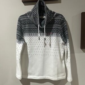 Vineyard Vines Black and White Cowl Neck Sweater